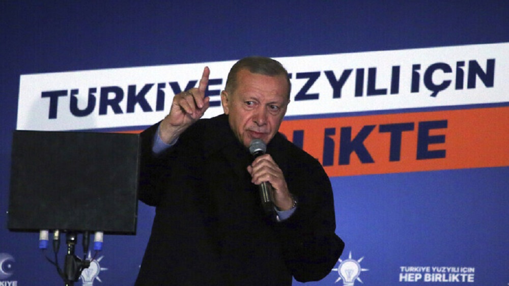 اردوغان في احد المهرجانات الانتخابية